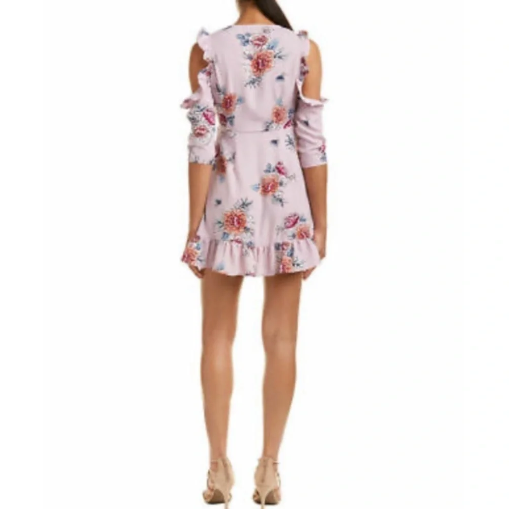 Romeo & Juliet Couture Y2K Coquette Pink Floral Cold Shoulder Wrap Dress